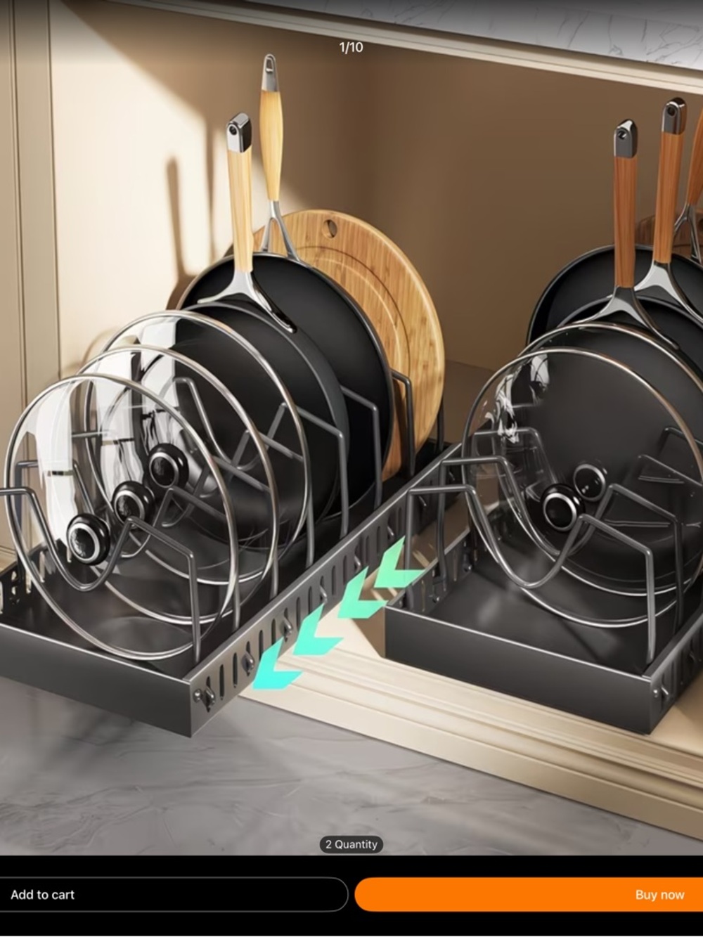 Pan Cookware Rack Organizer with Assorted Pans - Black - Picture 3 of 10